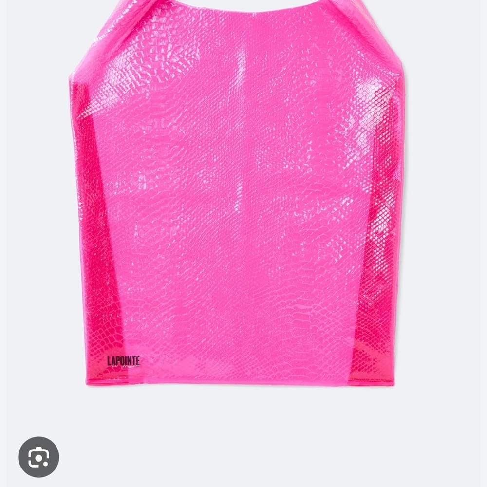 Sally LaPointe Pink Fuchsia Cclear Tote Bag with Glossy Finish - Picture 4 of 7